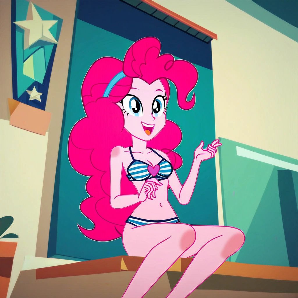 score_9, equestria girls, pinkie pie, bikini, show accurate